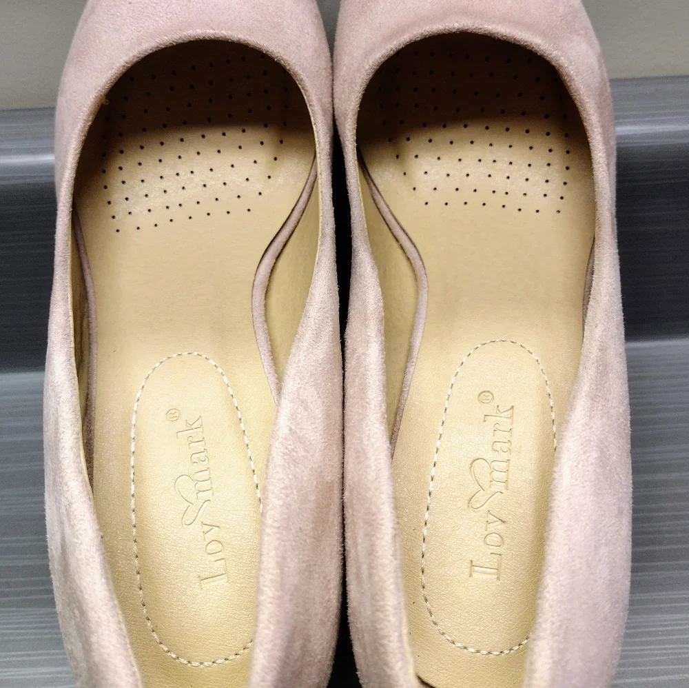 Lov 💕 Mark Dusty Rose Pink Suede Closed Toe Block Heel Dress Shoes 6 Pre-owned - Picture 8 of 13